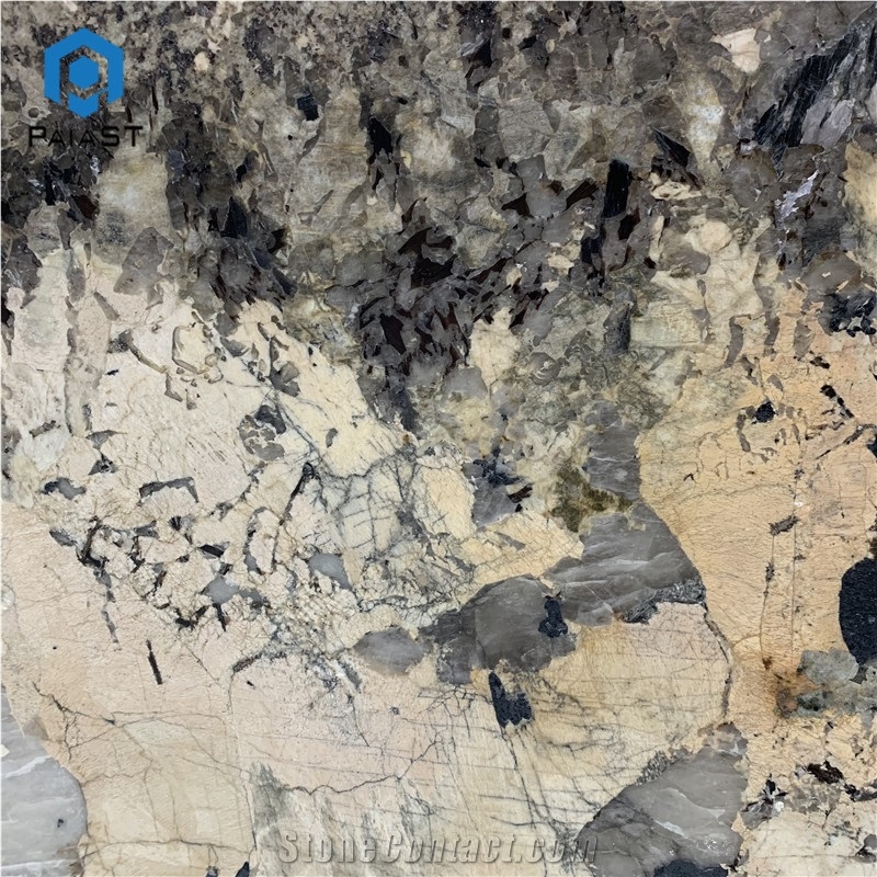 Luxury Snow Mountain Gold Quartzite Slab For Background Wall