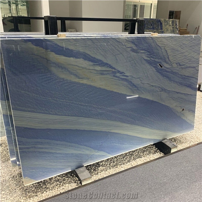 Luxury Stone Azul Macaubas Quartzite Slab For Background Wall