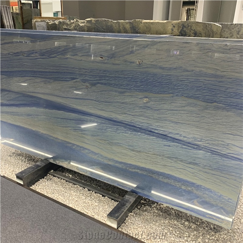 Luxury Stone Azul Macaubas Quartzite Slab For Background Wall