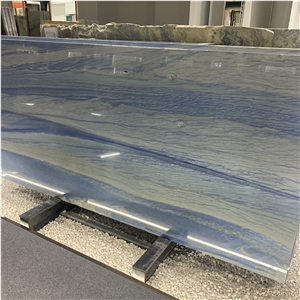 Luxury Stone Azul Macaubas Quartzite Slab For Background Wall