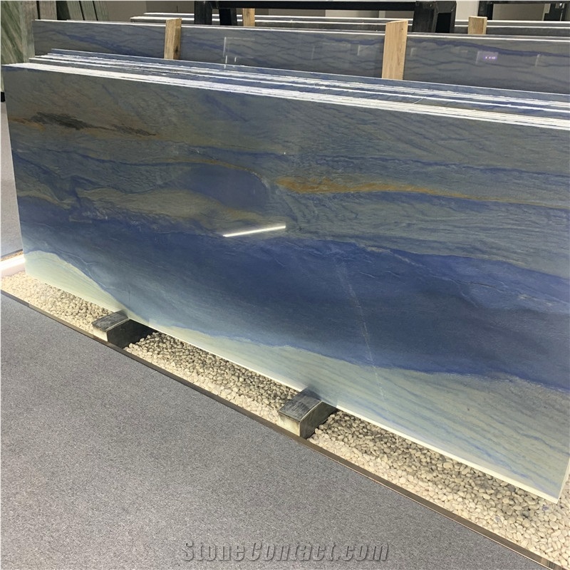 Luxury Stone Azul Macaubas Quartzite Slab For Background Wall