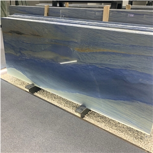 Luxury Stone Azul Macaubas Quartzite Slab For Background Wall