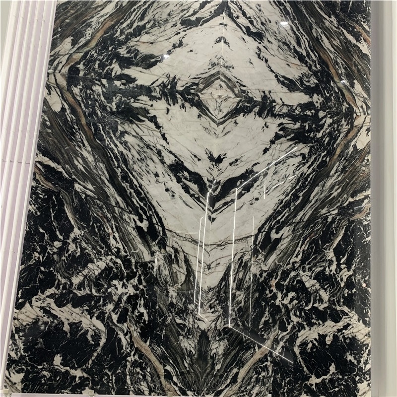 Natural Bvlgari Black Marble With White Veins Slabs For Wall