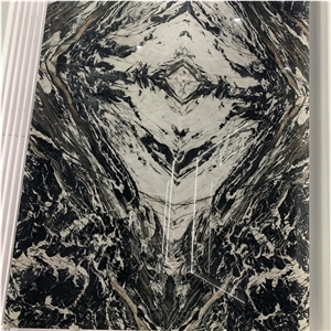 Natural Bvlgari Black Marble With White Veins Slabs For Wall