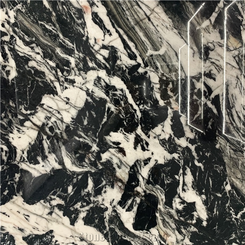 Natural Bvlgari Black Marble With White Veins Slabs For Wall