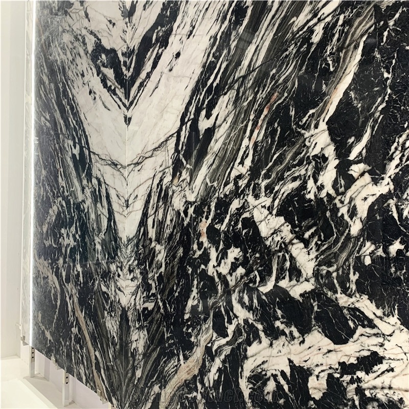 Natural Bvlgari Black Marble With White Veins Slabs For Wall