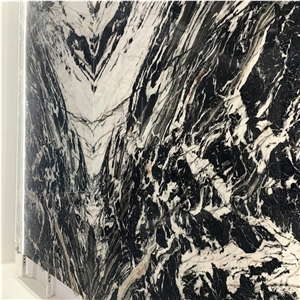 Natural Bvlgari Black Marble With White Veins Slabs For Wall