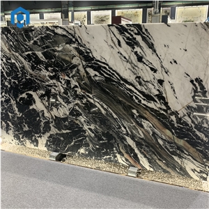 Natural Bvlgari Black Marble With White Veins Slabs For Wall