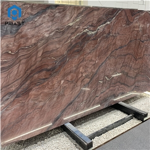 Natural Exotic Stone Red Silk Quartzite Tile For Wall&Floor