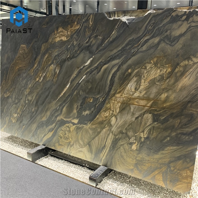 Wholesale Price Natural Black And Gold Veins Quartzite Slabs