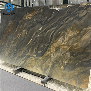 Wholesale Price Natural Black And Gold Veins Quartzite Slabs