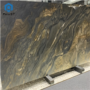 Wholesale Price Natural Black And Gold Veins Quartzite Slabs