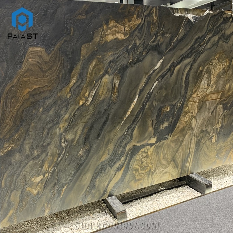 Wholesale Price Natural Black And Gold Veins Quartzite Slabs