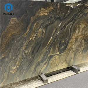 Wholesale Price Natural Black And Gold Veins Quartzite Slabs