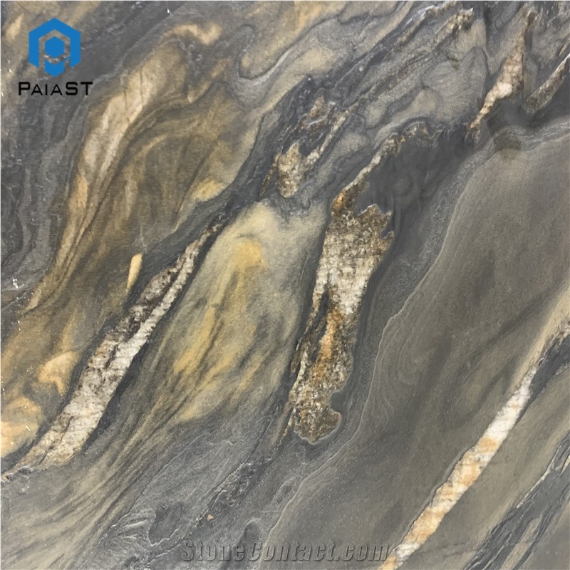 Wholesale Price Natural Black And Gold Veins Quartzite Slabs