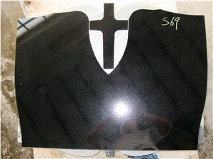 Absolute Black Hand Carving Polished Granite Cross Tombstone