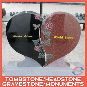 Engraved Red Granite Heart Headstones Tombstone Monument Engraved Red Granite Heart Headstones Tombstone Monument
