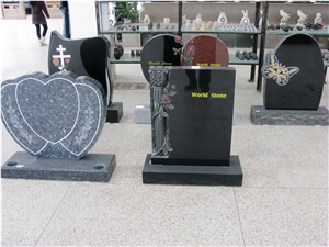 Engraved Red Granite Heart Headstones Tombstone Monument
