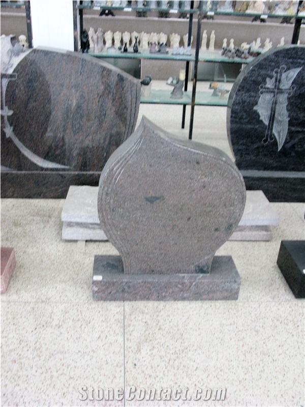 Engraved Red Granite Heart Headstones Tombstone Monument