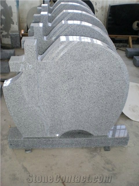 G633 Grey Cemetery Upright Headstone Gravestone Monument