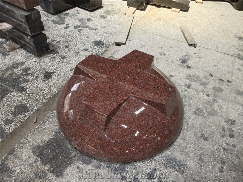 Imperial Carmine Pink Granite Top Cross Monuments