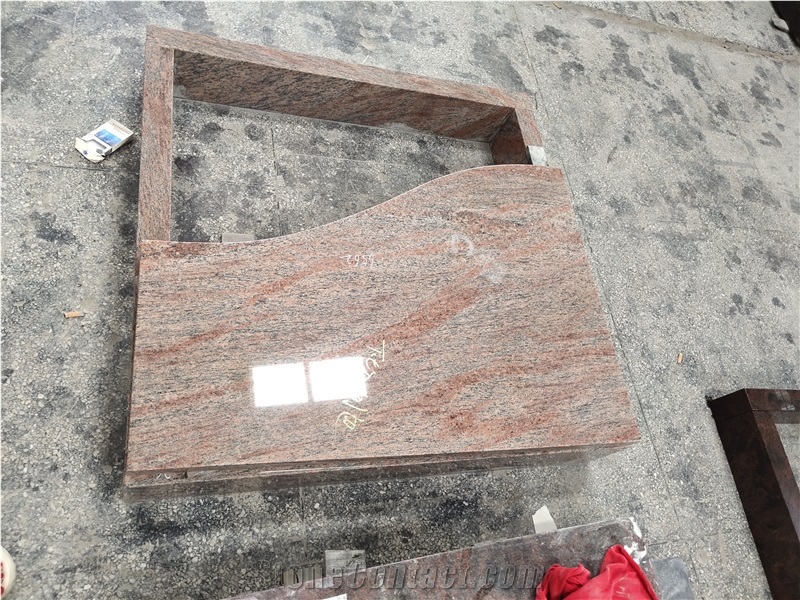 Ivory India Simple Design Red Granite Tombstone Headstones