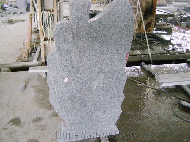Light Gray Grey Granite G633 G603 Cross Monument With Column