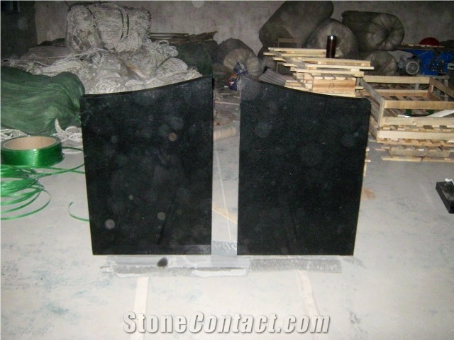 New Absolute Black Polished Granite Monument, Gravestone