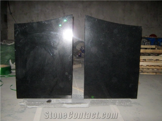 New Absolute Black Polished Granite Monument, Gravestone