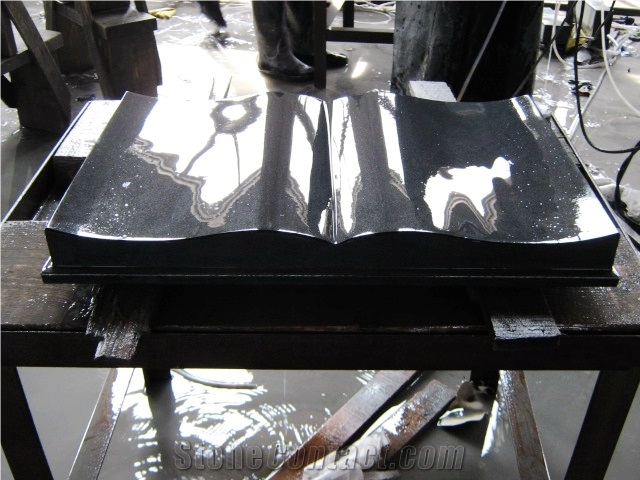 Open Book Grey Granite Memorials Headstone Cemetery Bench