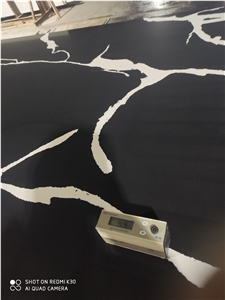 Black Calacatta Quartz Slabs Engineered Stones For Countertop