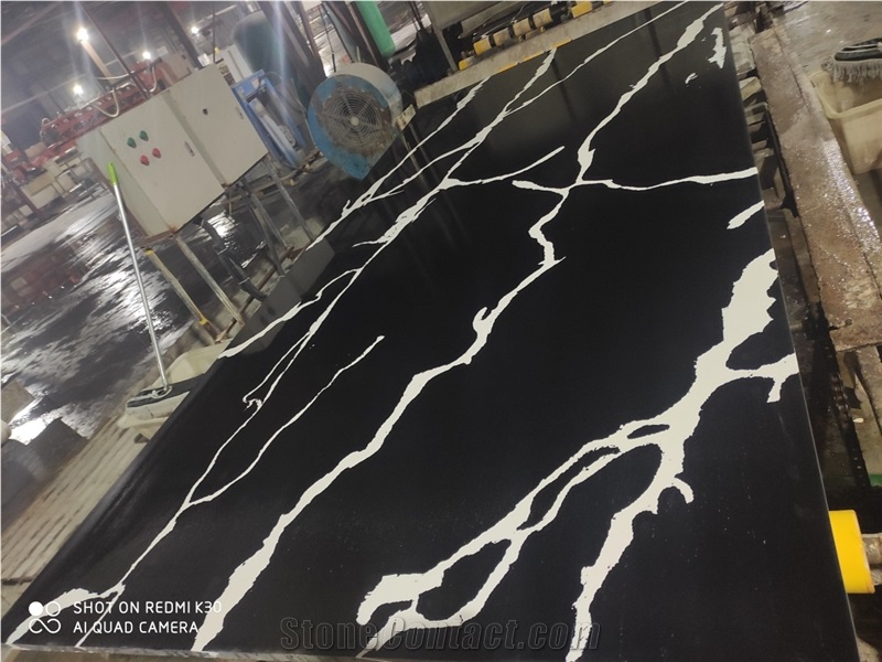 Calacatta Balck Solid Engineer Stons Quartz Slabs