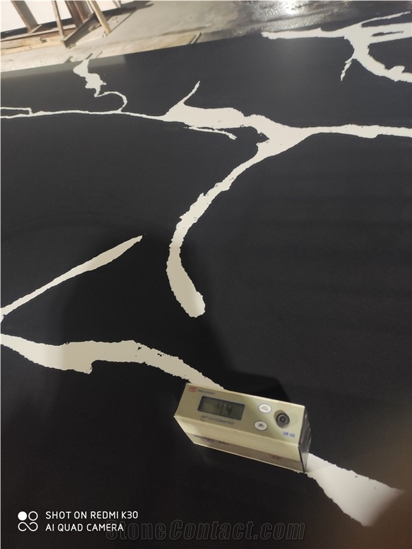 Calacatta Balck Solid Engineer Stons Quartz Slabs