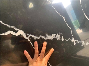 Calacatta Balck Solid Engineer Stons Quartz Slabs