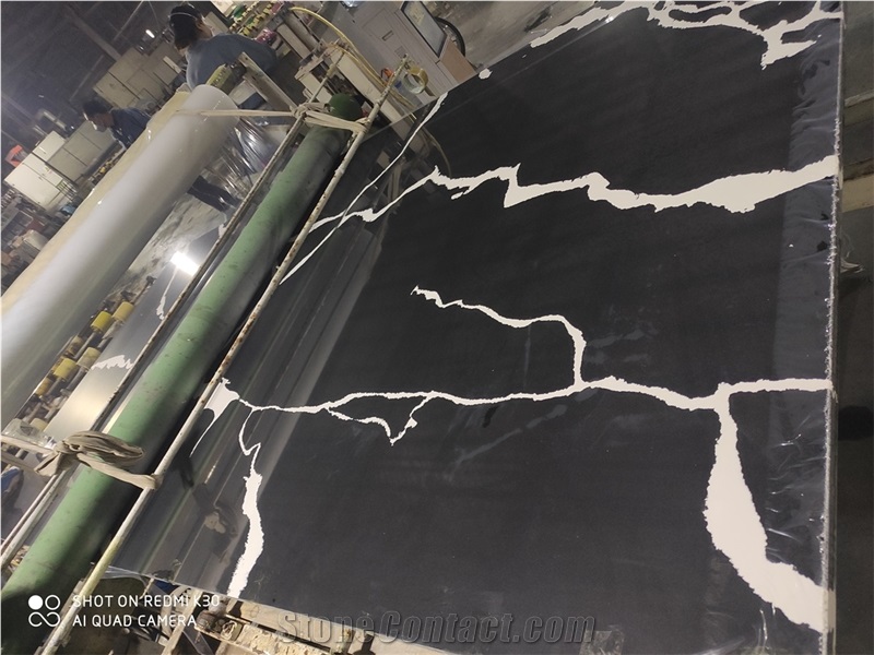 Calacatta Balck Solid Engineer Stons Quartz Slabs