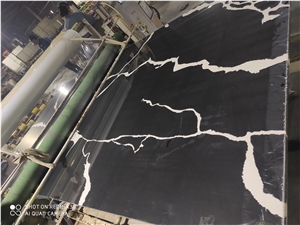 Calacatta Balck Solid Engineer Stons Quartz Slabs