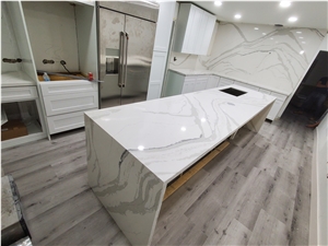 Calacatta White Artificial Quartz Kitchen Countertop