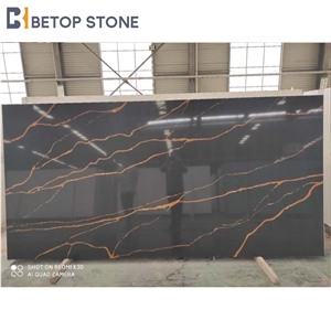 Fansty Calacatta Marble Quartz Balck Surface Polishing-A1807