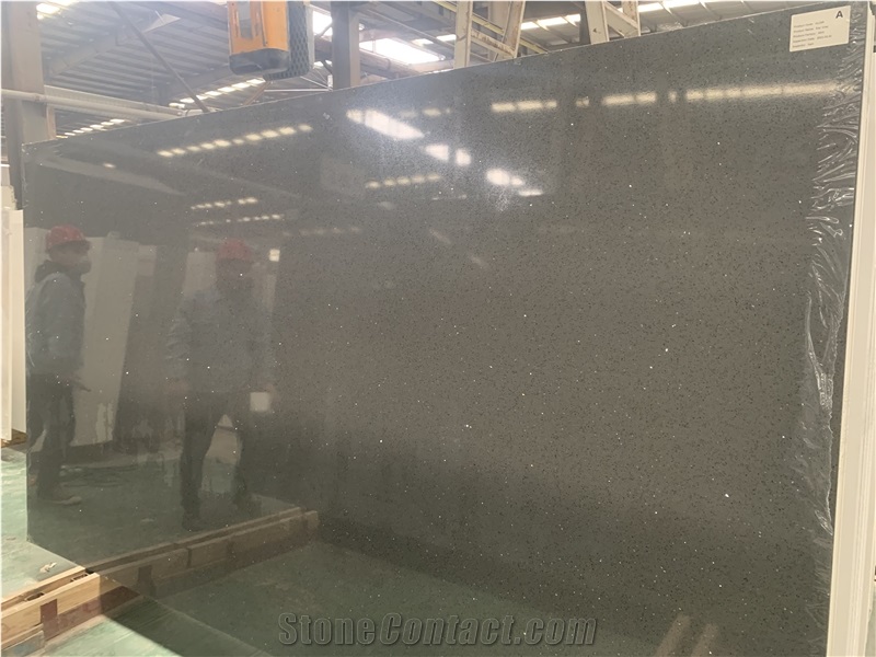 Grey Sparkle Aritificial Quartz Slabs Engineered Solid Stone