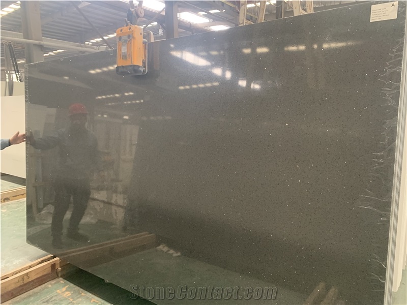 Grey Sparkle Aritificial Quartz Slabs Engineered Solid Stone