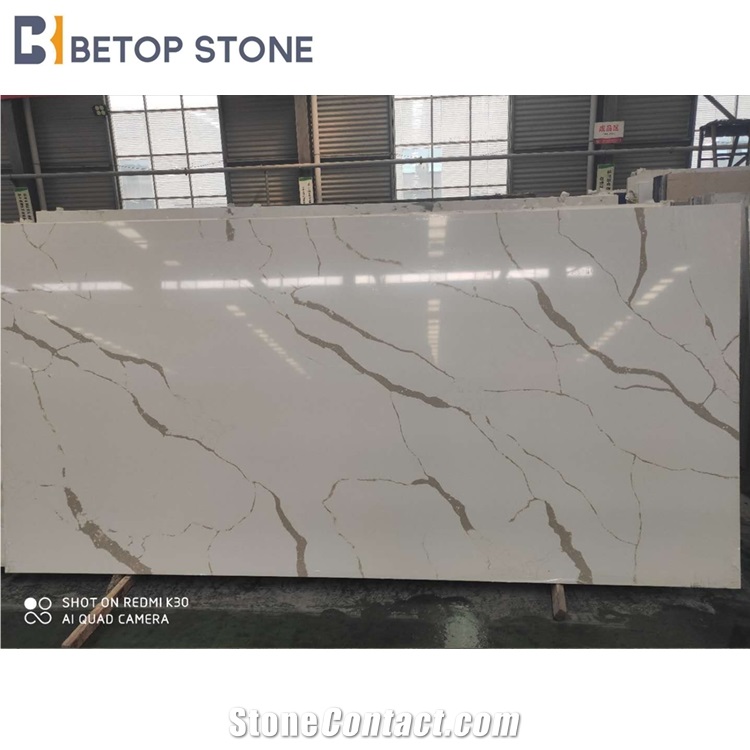 Hot Sale Calacatta Trevizo Gold Quartz A1821 Engineered