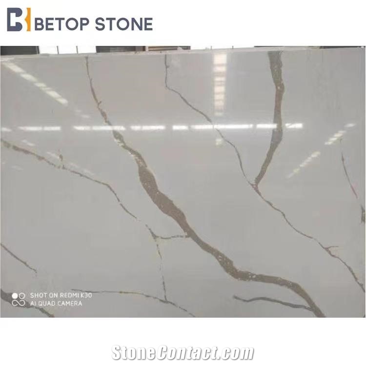 Hot Sale Calacatta Trevizo Gold Quartz A1821 Engineered