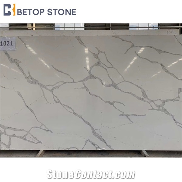 Slab Calacatta Marble Jade Quartz Artificial Stone 1407
