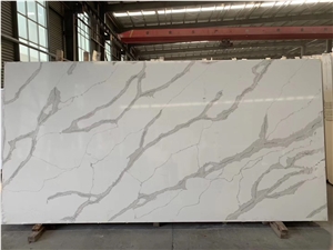 White Artificial Calacatta Classic Quartz Slab White Artificial Calacatta Classic Quartz Slab