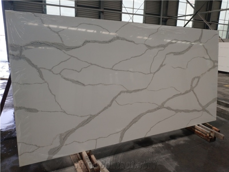 White Artificial Quartz Slab Calacatta Classic