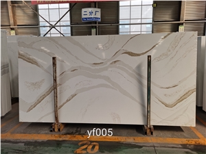 White Artificial Quartz Slabs-Calacatta Brittanicca Warm
