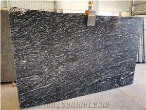 Silver Black Markino Granite Slabs, India Grey Granite