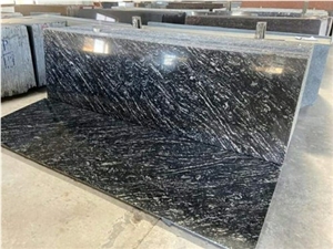 Silver Black Markino Granite Slabs, India Grey Granite