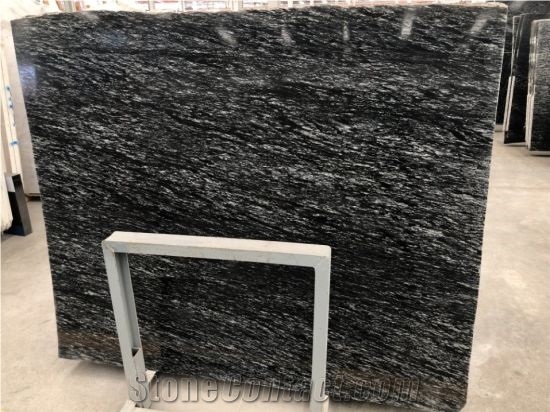 Silver Black Markino Granite Slabs, India Grey Granite