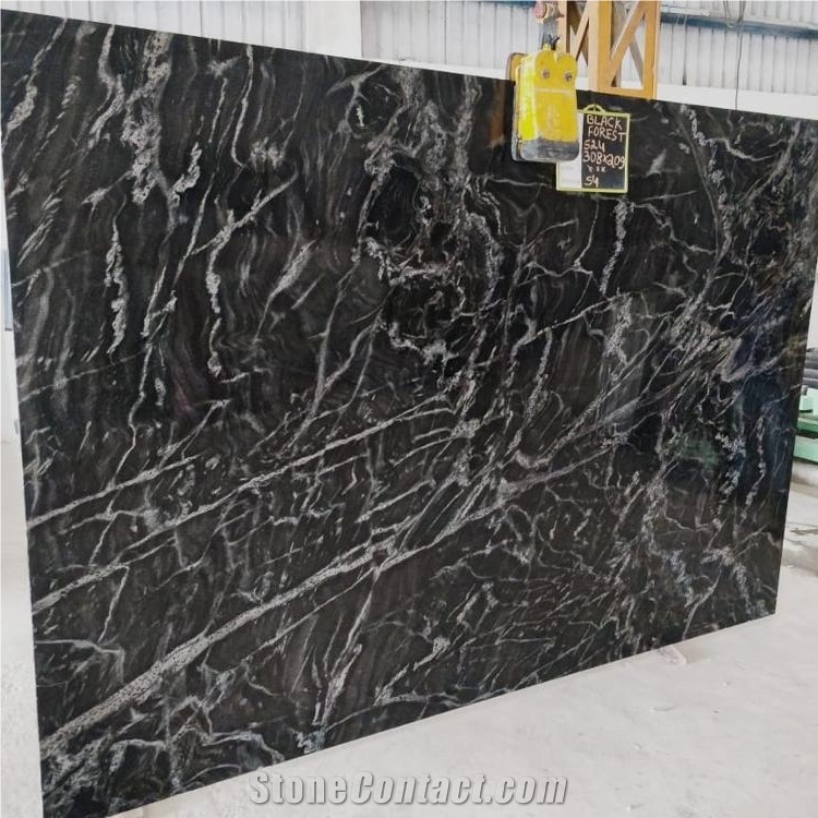 Spider Forest Black Granite Slabs